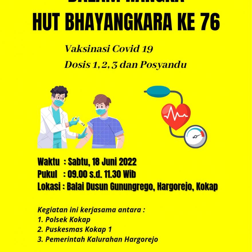  Vaksinasi Covid-19 Dalam Rangka Sambut Hari Bhayangkara Ke 76 di Gunung Rego